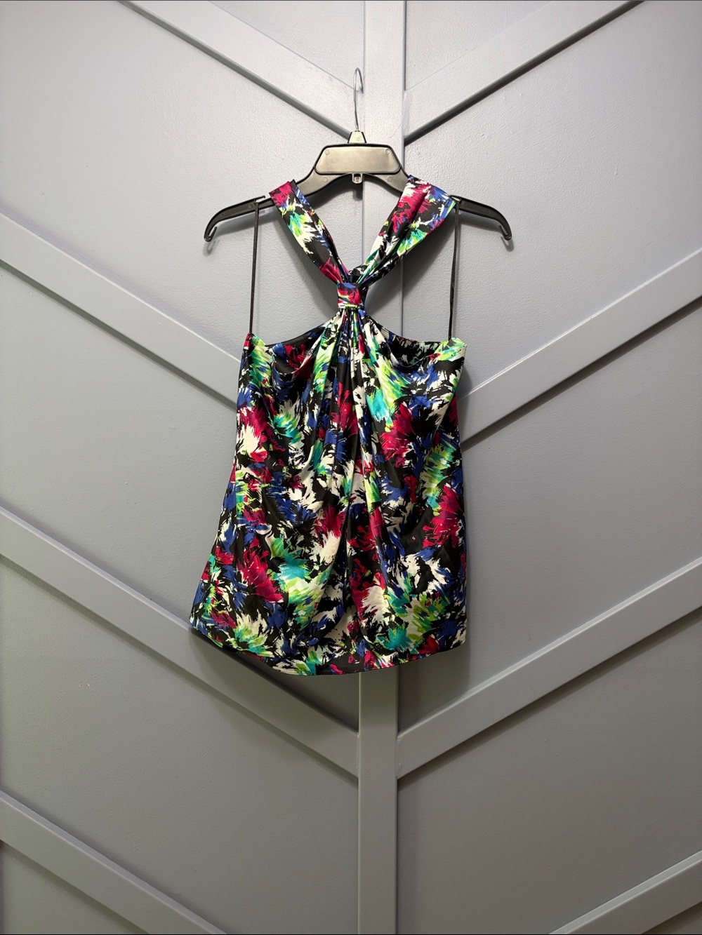 Madison Multicolor Floral Halter Twist-Back Camisole